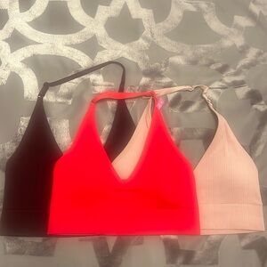 PINK Seamless ribbed bralettes